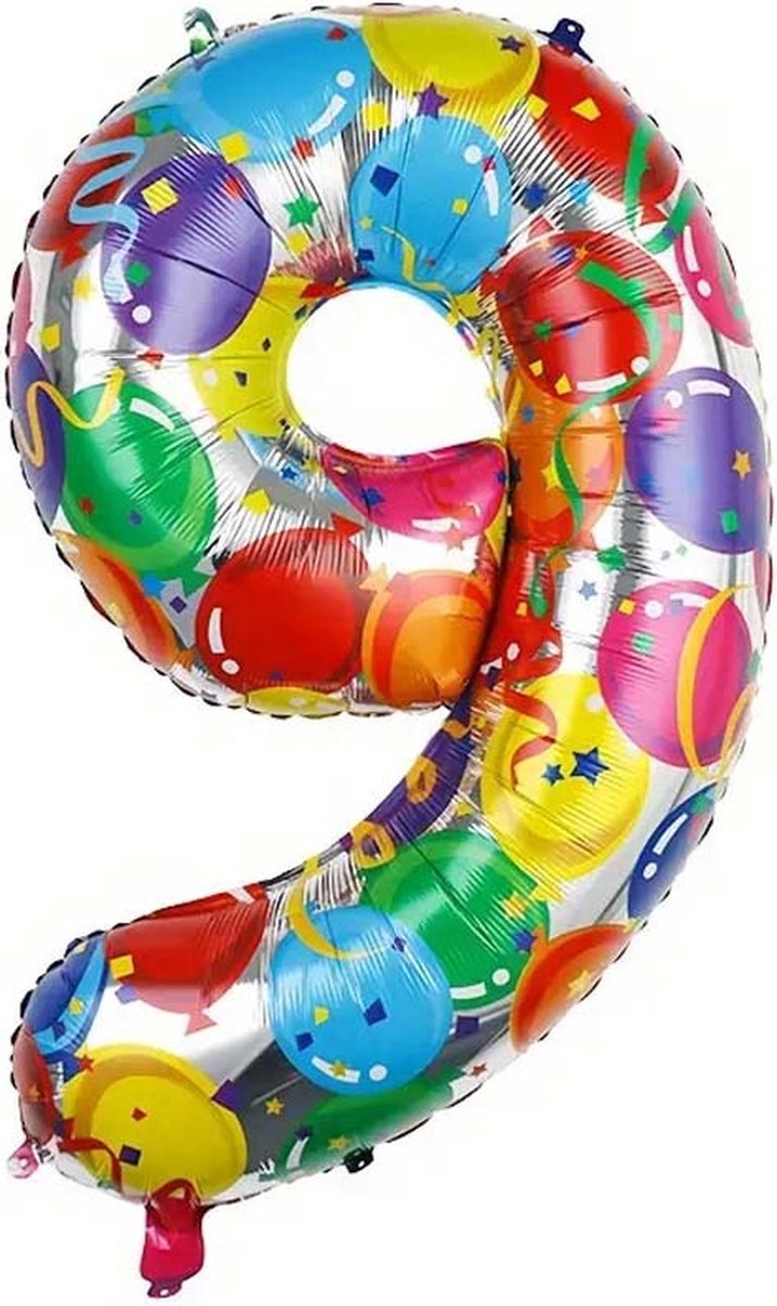 Folieballon Cijfer 9 Jaar Verjaardag Versiering Cijferballon Feest Decoratie Helium Ballonnen Folie Gekleurd