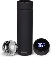 Novix Thermosbeker Koffie - 500 ML - Thermosfles - Met LCD-scherm - Digitale Thermometer - Zwart