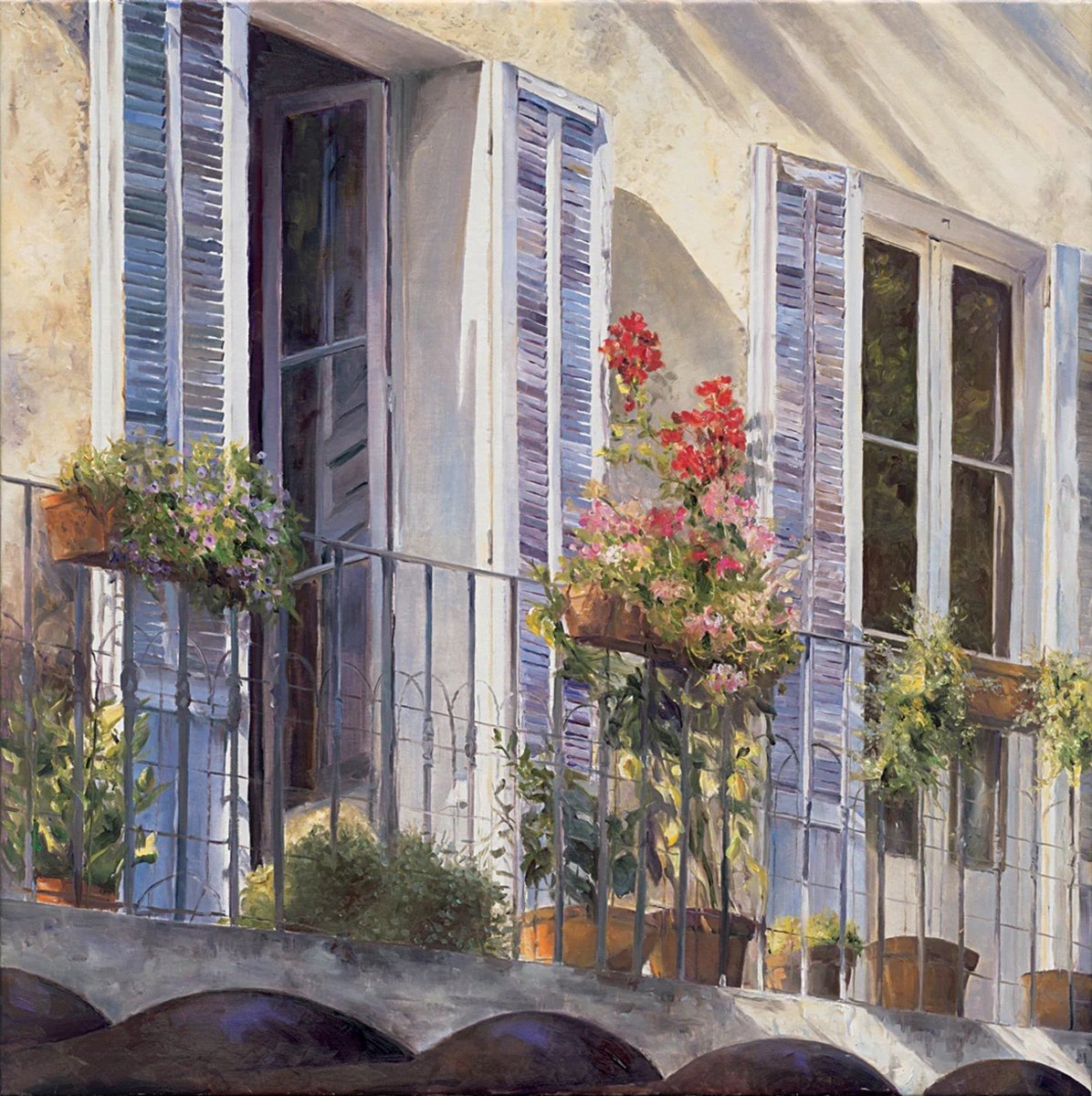 PGM Kunstdruk Christian Sommer - Balcon à Grasse Provence 98x98cm Divers