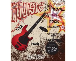 Fotobehang - Red Guitar 225x250cm - Vliesbehang