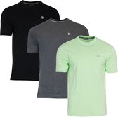 3-Pack Donnay T-shirt (599008) - Sportshirt - Heren - Black/Charcoal-marl/Lemon green (565) - maat M