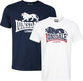 Lonsdale T-Shirt Loscoe T-Shirt normale Passform Doppelpack White/Navy-S