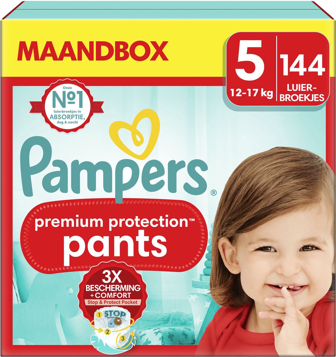 Pampers Premium Protection Pants - Maat 5 (12kg-17kg) - 144 Luiers - Maandbox - Pampers
