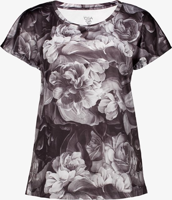 Osaga dames sport T-shirt zwart bloemenprint