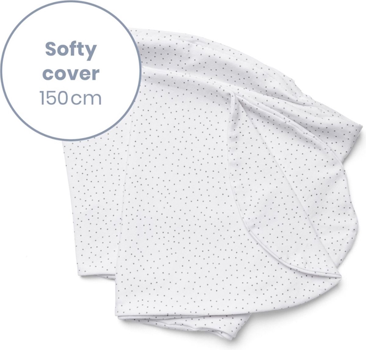 Goedkoopste Doomoo Softy Hoes – Vervanghoes voor Voedingskussen Softy – Biologisch katoen – 150 cm – Silver Dots