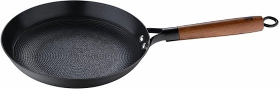 MasterPRO BERGNER Odin ronde grill, 32 cm, antiaanbaklaag, ergonomische handgrepen van acaciahout, ideaal voor koken op de grill, geschikt voor inductie en oven