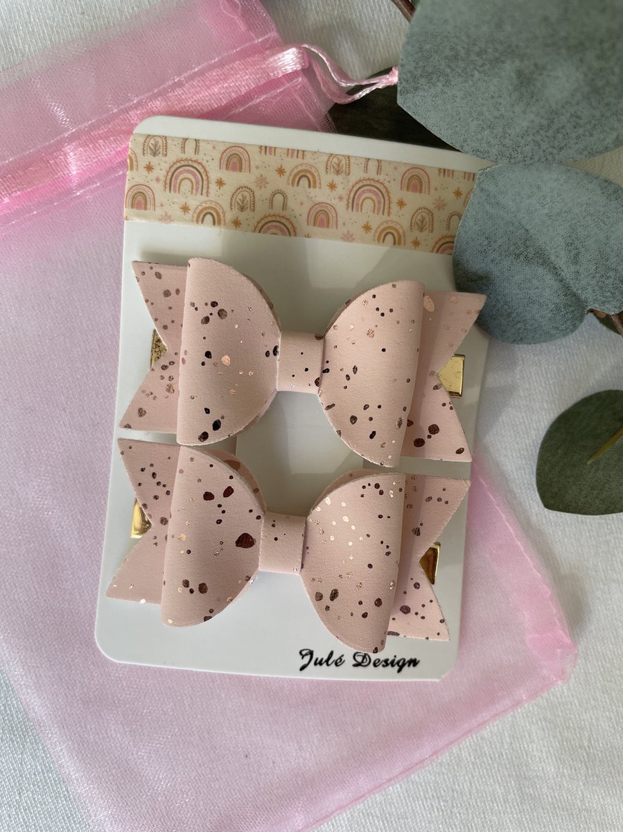 Julé Design haarstrikken roze glitter