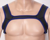 KG neopreen Torso - Borst Harnas - Chest Harness - kleur zwart /blauw - voor mannen maat S/M