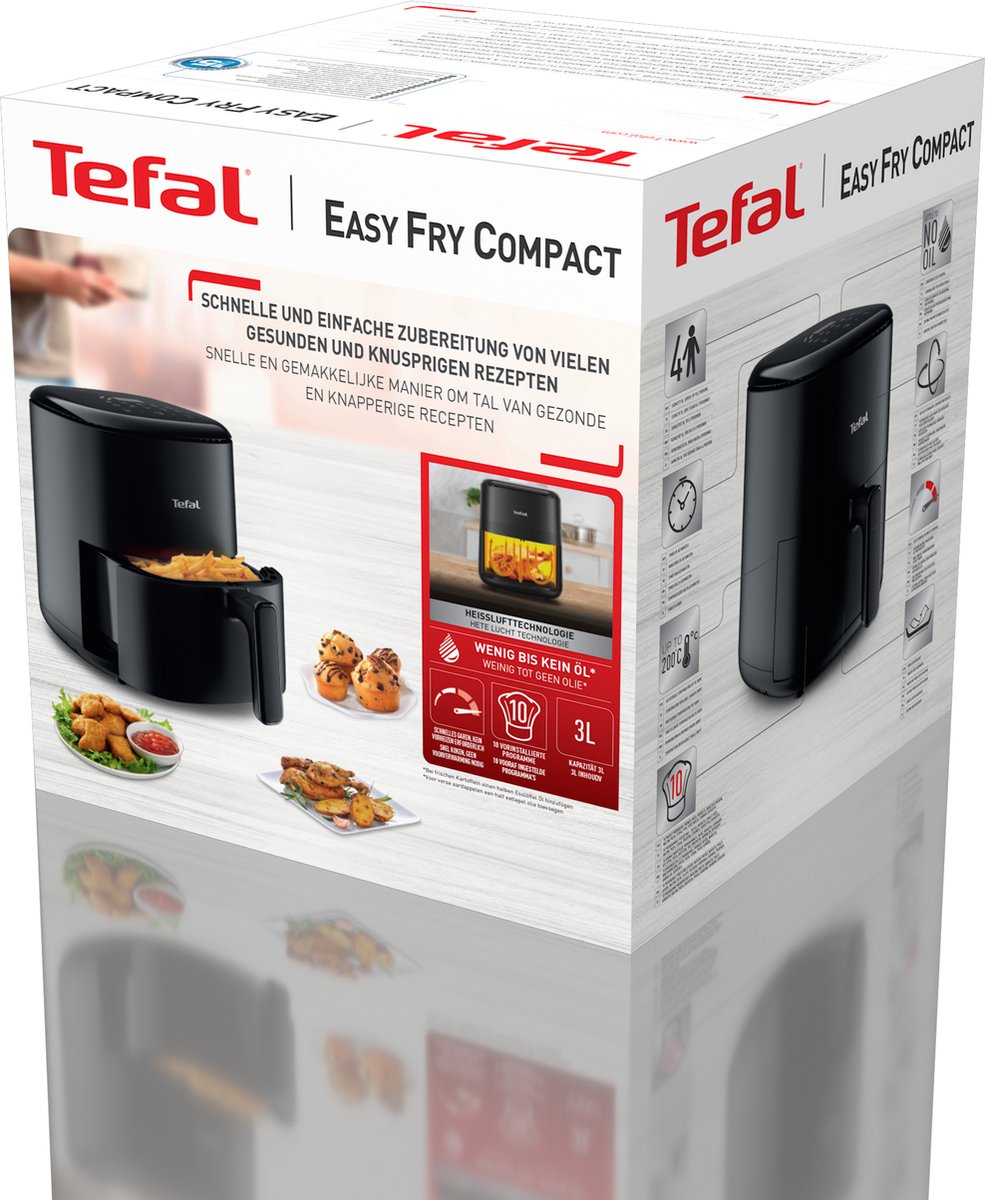 Tefal Easy Fry Compact EY1458 - Airfryer - 3L - 1300W - Compact Design - Zwart — afbeelding 5