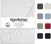 Komfortec Jersey Stretch Hoeslaken 90x200 cm - Fitted Sheet - Rondom Elastiek - 100% Katoen - Wit