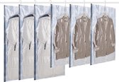 Hangende vacuümzakken voor kleding, 6 verpakkingen (3 lange 135 x 70 cm & 3 korte 105 x 70 cm), vacuümzakken, kleding voor pakken, mantels, jassen, blauwe vakkumzakken, kleding