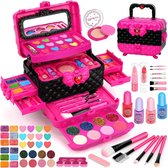 Make up Koffer Meisjes - Kinder Speelkoffer met Inhoud - Make upset voor Kinderen - Roze met Zwarte Detail - Voor jouw Prinsesje