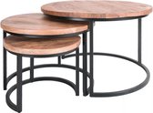 Deco4yourhome® - Salontafel set van 3 - Mango hout - Ronde Salontafel - Zwart - Groot - Lukas - Salontafelset