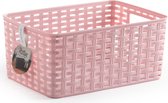 Plasticforte Opbergmand - Kastmand - rotan kunststof - roze - 6 Liter - 19 x 29 x 13 cm