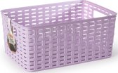 Panier de rangement Plasticforte - Panier de placard - plastique rotin - violet - 10 Litres - 22 x 33 x 16 cm