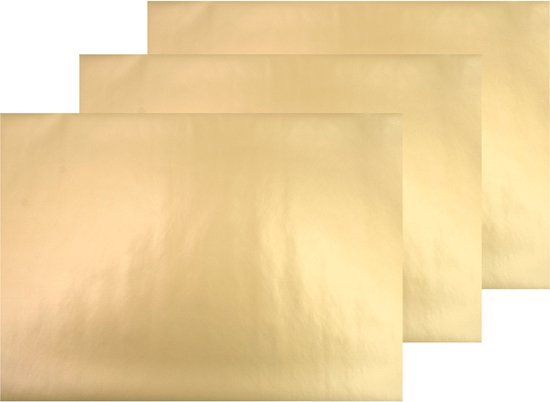 Decoratie plakfolie - 3x - goud metallic kleur - 45 cm x 200 cm - zelfklevend