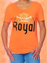 Oranje - T-Shirt Dames - Koningsdag - Royal - 100% Katoen - Maat XL - 48/50
