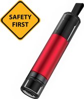 Povex Rode 2 in 1 Veiligheidshamer - Noodhamer - Auto hamer - Incl Gordelsnijder, Houder en Testglas