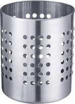 Bestekmand/keukengereihouder, rond, diameter: 6,8 cm, hoogte: 10,3 cm, roestvrij staal, zilver, 69002211, klein