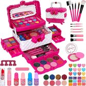 Make up Koffer Meisjes - Kinder Speelkoffer met Inhoud - Makeupset voor Kinderen - Roze met Wit - 43delige - Voor jouw Prinsesje