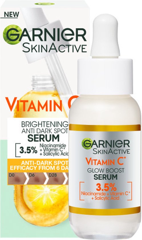 Foto: Garnier skinactive vitamine c anti pigmentvlekken serum met niacinamide en salicylzuur serum tegen pigmentvlekken 30ml