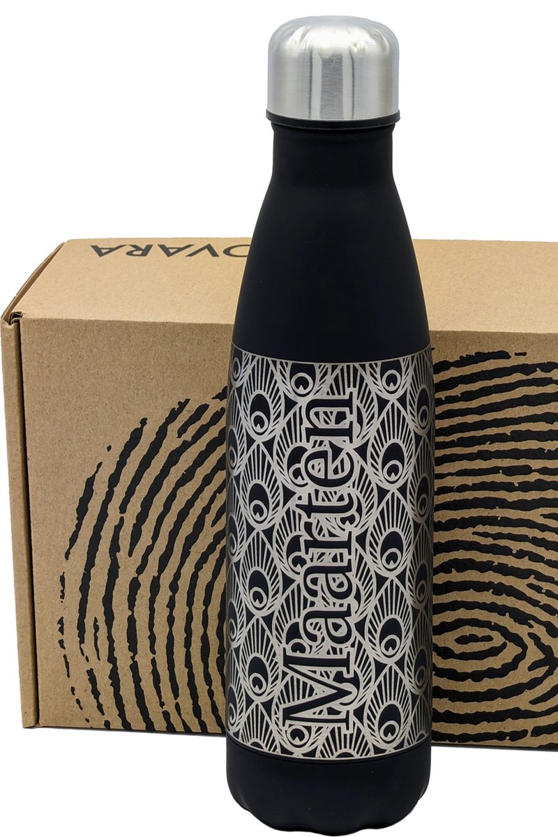 Personaliseerbaar - Cadovara 500ml Thermosfles met Lasergravure - Levertijd 3-4 dagen - Zwart