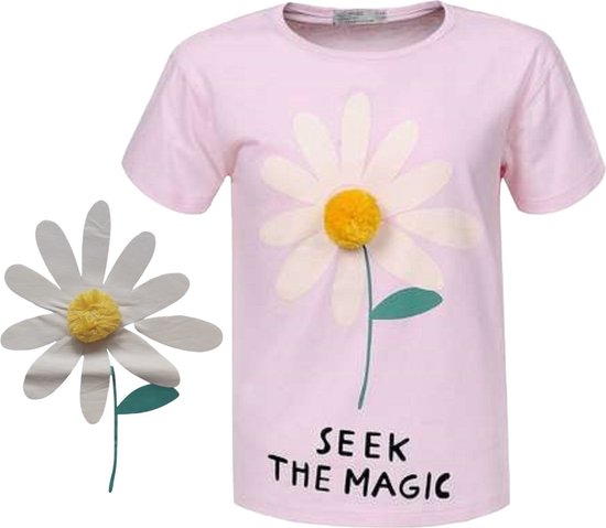 Glo-Story t-shirt seek the magic roze 158