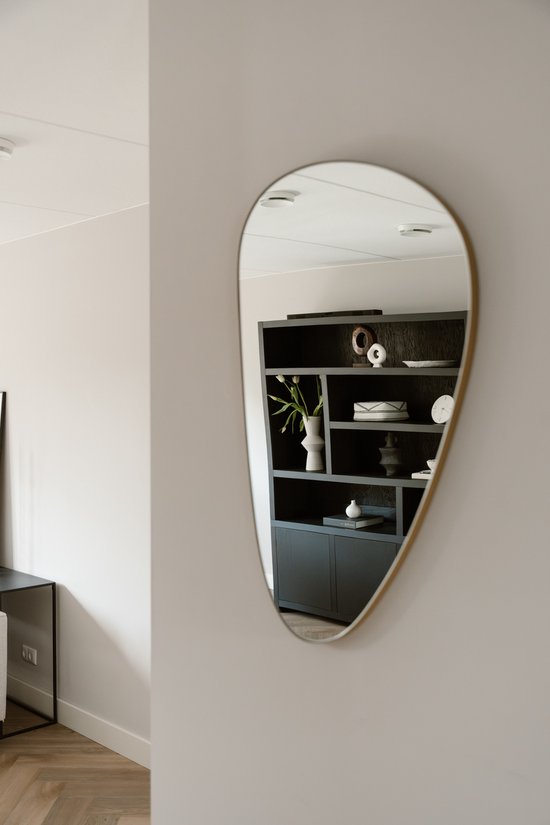 Indore Home - Miroir Roosie - forme organique - asymétrique - miroir mural - 80cm - or