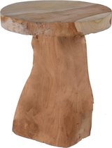 Teak houten kruk, 30 x 25 cm, massief hout, decoratieve houten bloemenkruk, bloemenstandaard, plantenstandaard, bijzettafel