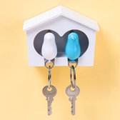 Porte-clés Qualy Birdhouse Sparrow Couple - Couleur - Blanc - Bleu