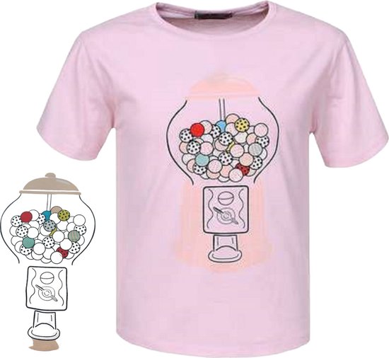 Glo-Story t-shirt snoepmachine roze 110