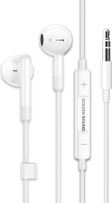 Golden Sound Bedrade Oordopjes - Oortjes met draad en microfoon - 3.5 mm jack aansluiting