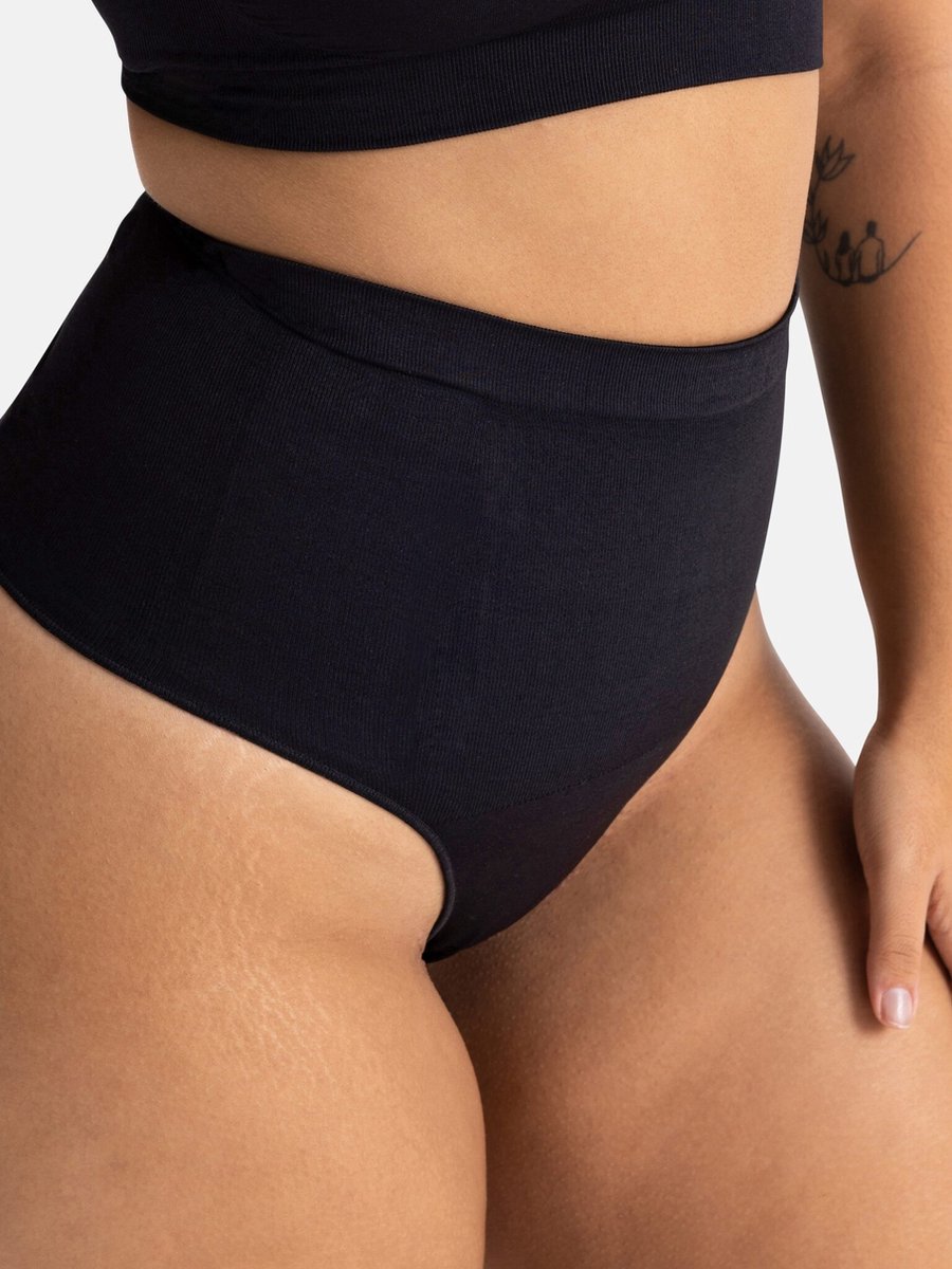 Dorina Corrigerende String - Corrigerend Ondergoed - High Waist - Absolute Sculpt - Ultrazacht - M - Zwart