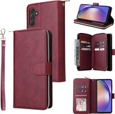 Telefoonhoesje geschikt voor Samsung Galaxy A55 - Portemonnee met rits - book-case hoesje - ruimte voor 9 pasjes - rood
