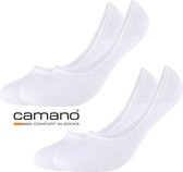 CAMANO Sneakersokken Footies Kousenvoetjes 2 PACK 43/46 Naadloos in ultra lichte katoen Wit met silicone op de hiel 100% garantie om niet af te zakken