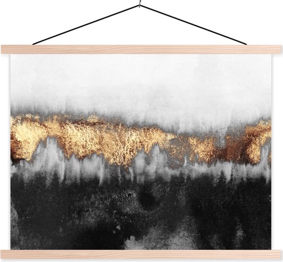 Support pour affiche avec affiche 40x30 cm - Affiche scolaire - Gold - Chic - Abstrait - Affiche textile - Lattes vierges