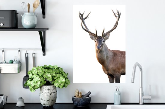 Stickers Stickers muraux - Cerf - Bois - Wit - 40x60 cm - Feuille adhésive