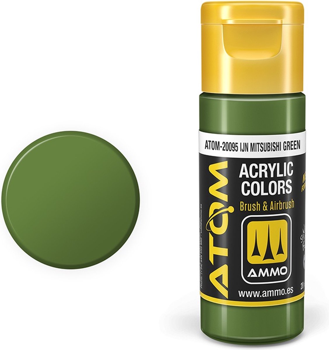 AMMO by Mig Jimenez Hobbyverf Acrylverf - MIG 20095 ATOM - IJN Mitsubishi Green - Acryl - 20ml Verf flesje - 20 ml