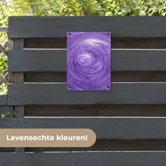 Tuinposter 30x40 cm - Tuindecoratie Paars - Abstract - Design - Poster voor in de tuin - Buiten decoratie - Schutting tuinschilderij - Tuindoek muurdecoratie - Wanddecoratie balkondoek
