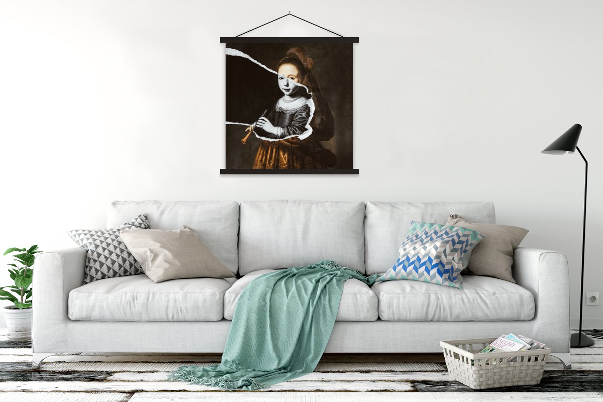 Posterhanger incl. Poster 120x120 cm - Schoolplaat - Elizabeth Spiegel - Dirck Dircksz San