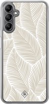 Casimoda® hoesje - Geschikt voor Samsung Galaxy A14 5G - Palmy Leaves Beige - 2-in-1 case - Schokbestendig - Natuur - Verhoogde randen - Bruin/beige, Transparant
