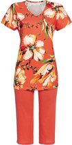 Koraalrode pyjama bloemen - Rood - Maat - 50