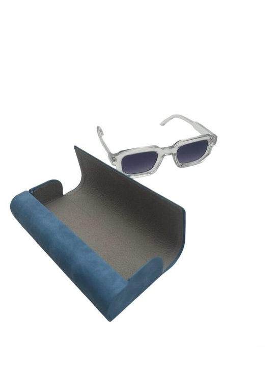 Prestige Eyewear - Zomerse Zonnebril - UV 400 - Incl. Lederen Brilkoker - Hoog Kwaliteit - Vrouwen en Heren - Festival Brillen - Modieuze Zonnebril - Transparant Grey van Merkloos — afbeelding 5