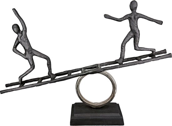 Gilde Handwerk - Sculptuur - Beeld - Samen je balans vinden - 11x50x35 cm - Aluminium