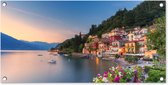 Tuinposter Italië - Zonsondergang - Meer - 80x40 cm - Wanddecoratie Buiten - Tuinposter - Tuindoek - Schuttingposter - Tuinschilderij