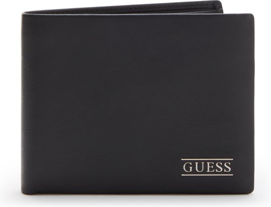 Guess New Boston Heren Billfold Portemonnee Leer - Zwart