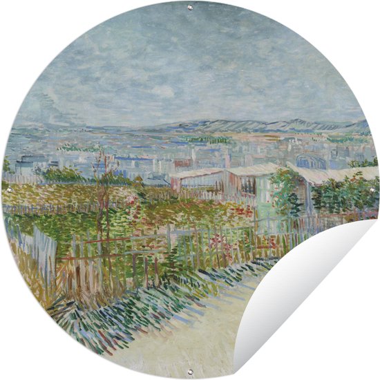 Tuincirkel Montmartre: achter le Moulin de la Galette - Vincent van Gogh - 60x60 cm - Ronde Tuinposter - Buiten