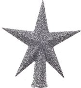 Decoris - kerstpieken zilver glitter 12 cm - voor mini boompjes - Kerstboomversiering zilver