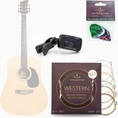 Western gitaar 3-delige accessoires set - stemapparaat - 12 Celulliod plectrums - Premium Western gitaarsnaren