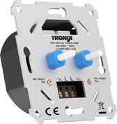 Tronix Duo Dimmer LED 230V 2x 2-100W Fase Afsnijding incl. afdekraam/frame en dimmerknoppen